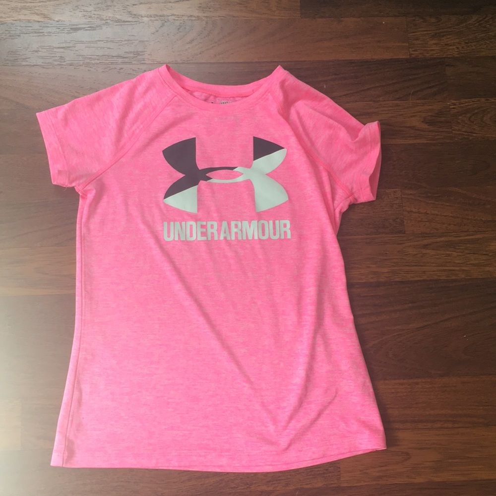 Pink Under Armour Shirt with B &W symbol